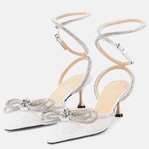 Mach & Mach Double Bow Embellished Lace Heels